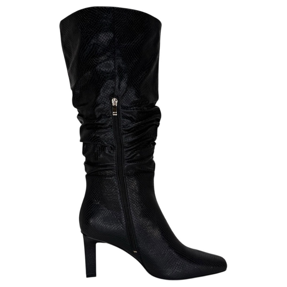 SMASH shoes Fallon Black Faux Snakeskin Knee High Womens Boots Size 8M - Picture 6 of 14